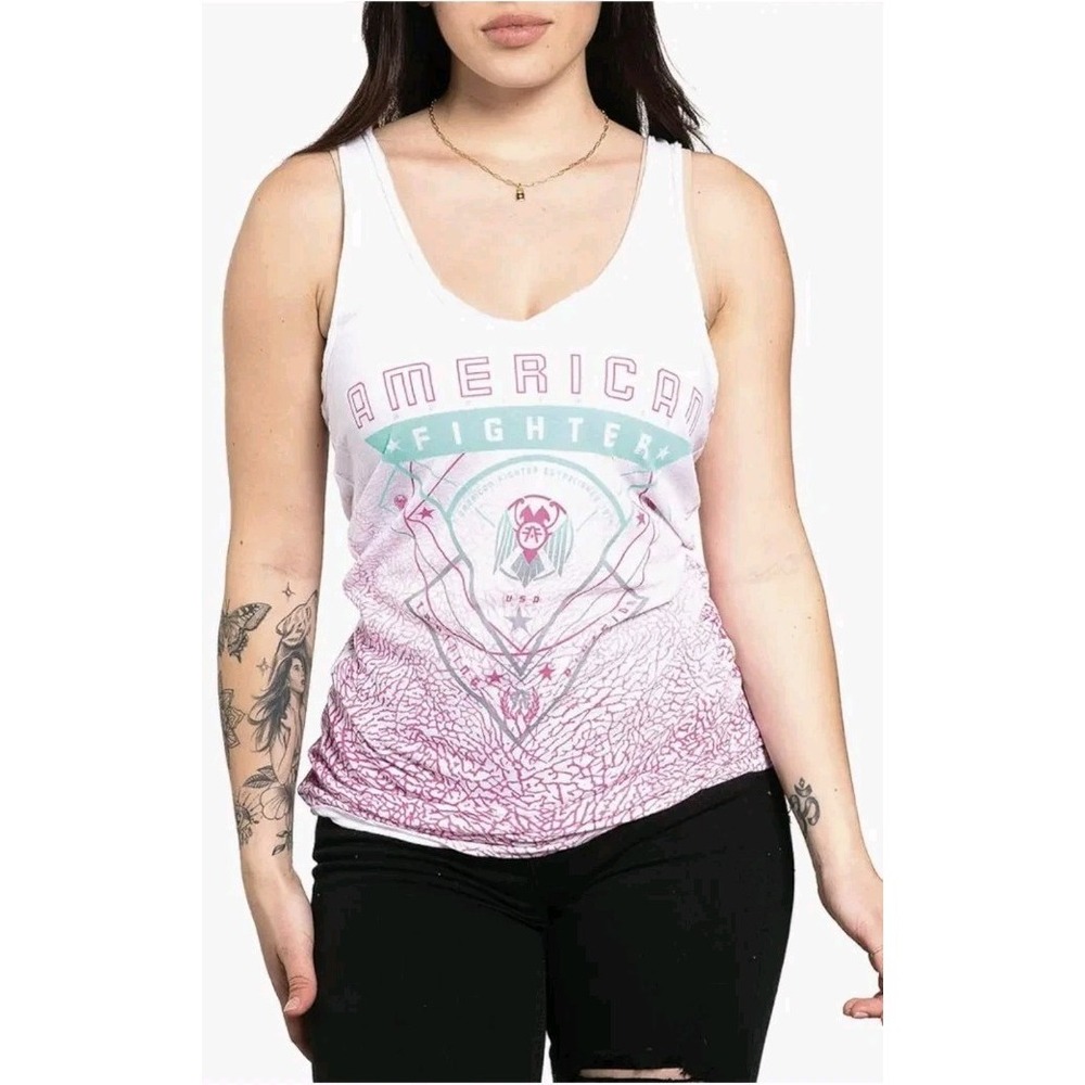 NEW Affliction Tank Top Valdez Racerback Moto Distressed Grunge Y2K Women Lrg